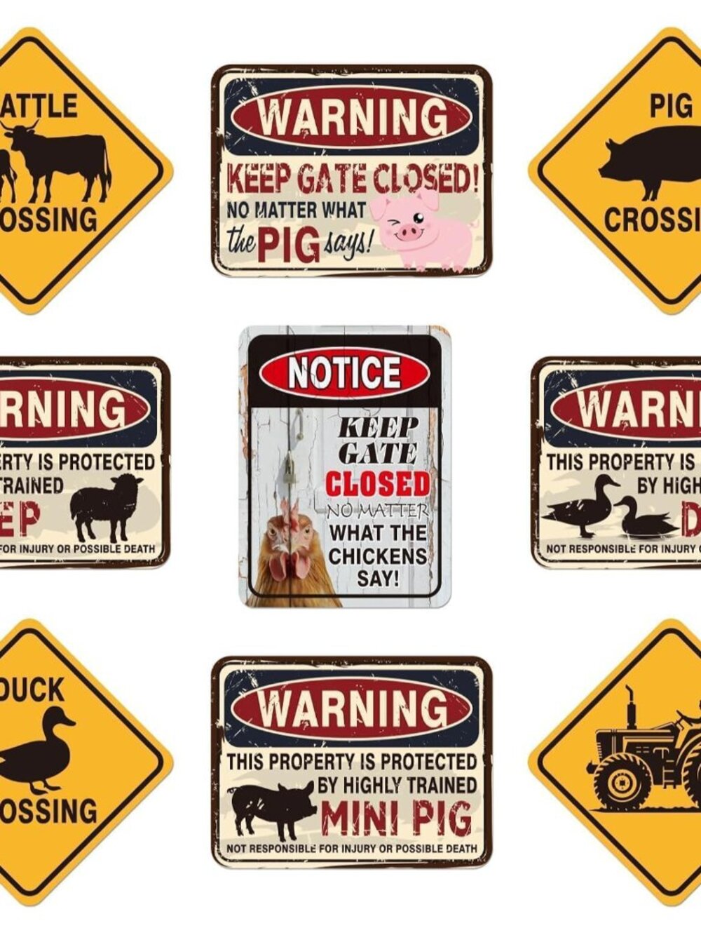 9 PCS Farm Animal Birthday Party Signs Barnyard Decor